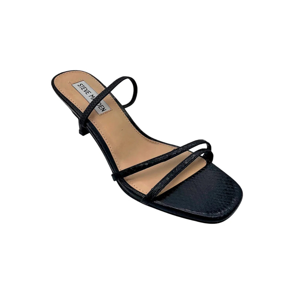 Steve Madden Black Strappy Mid-Heel Sandal